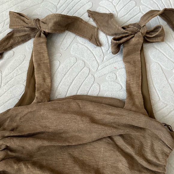 NWOT Free People Boulevard Ruched Tie Strap Tank Top in Oregano - Picture 5 of 9